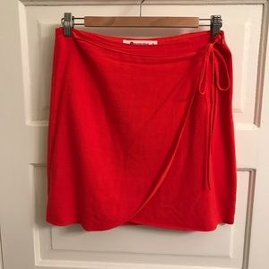 Impeccable Pig Red Wrap A-line Pencil Skirt Tie